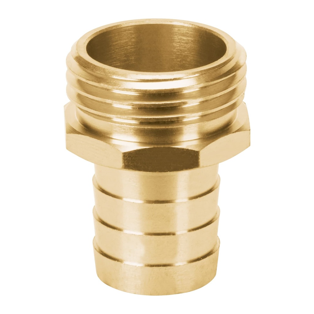 12287 / Conector 3/4' macho de latón sólido para manguera, Truper