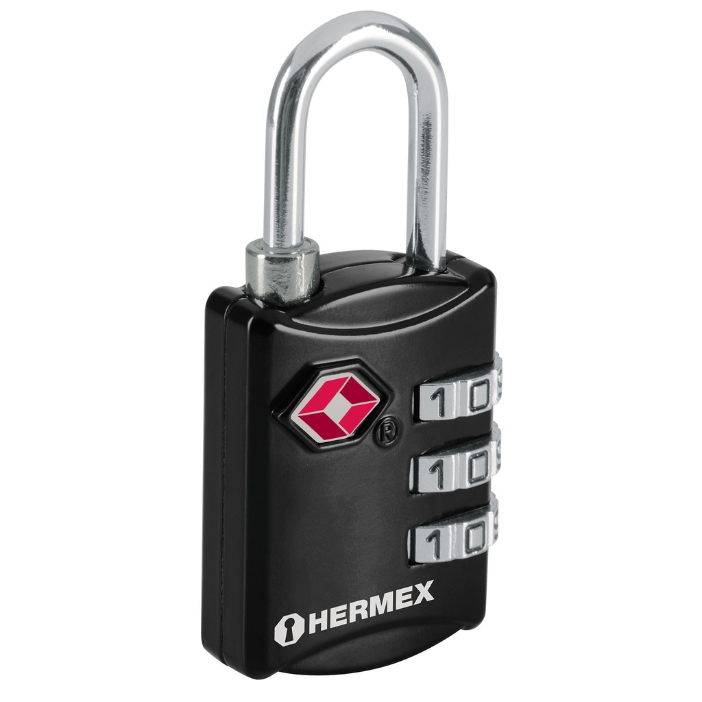 46291 / Candado maletero de combinación 27 mm seguridad TSA, blíster, Hermex