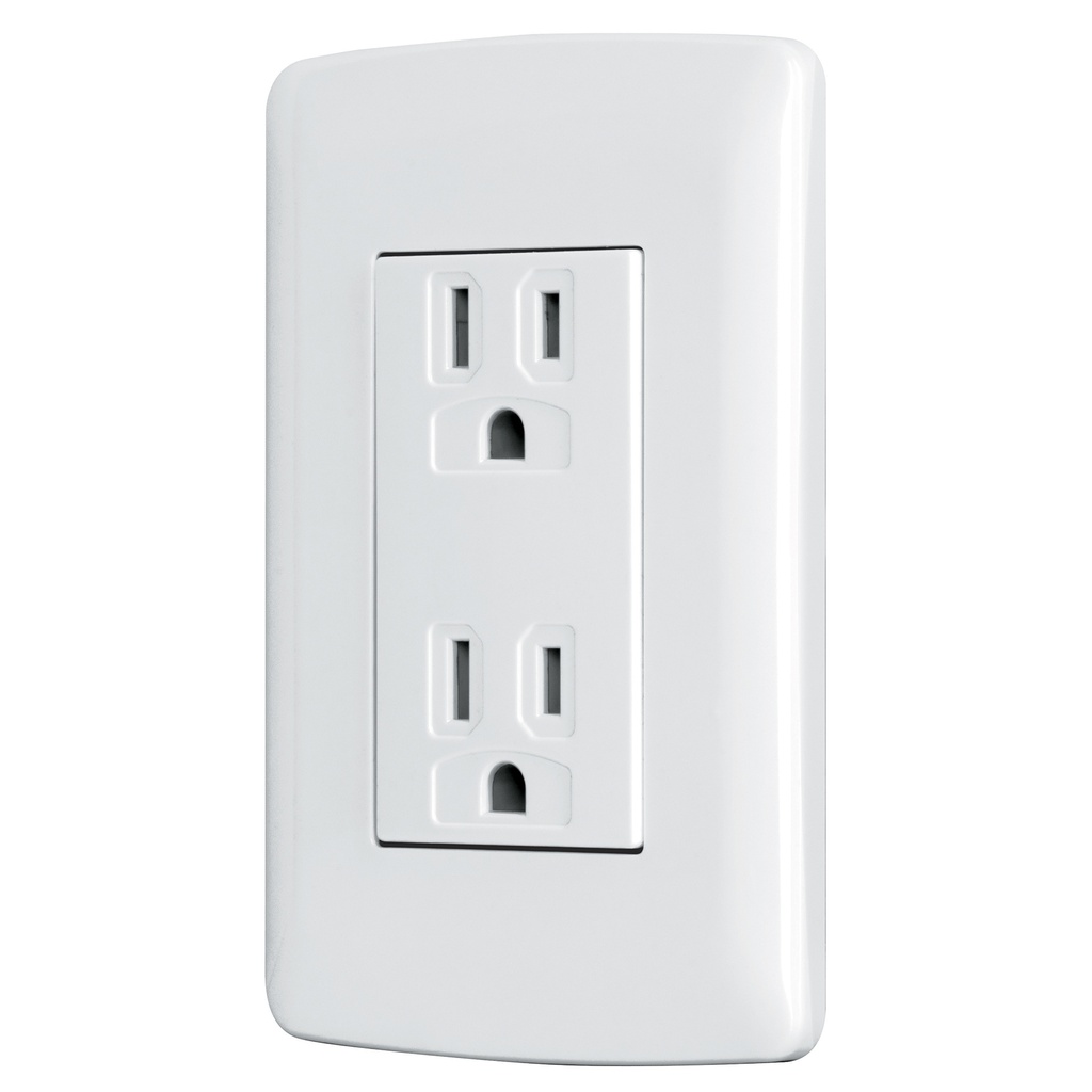 48130 / Contacto dúplex aterrizado, color blanco, línea Italiana , Volteck