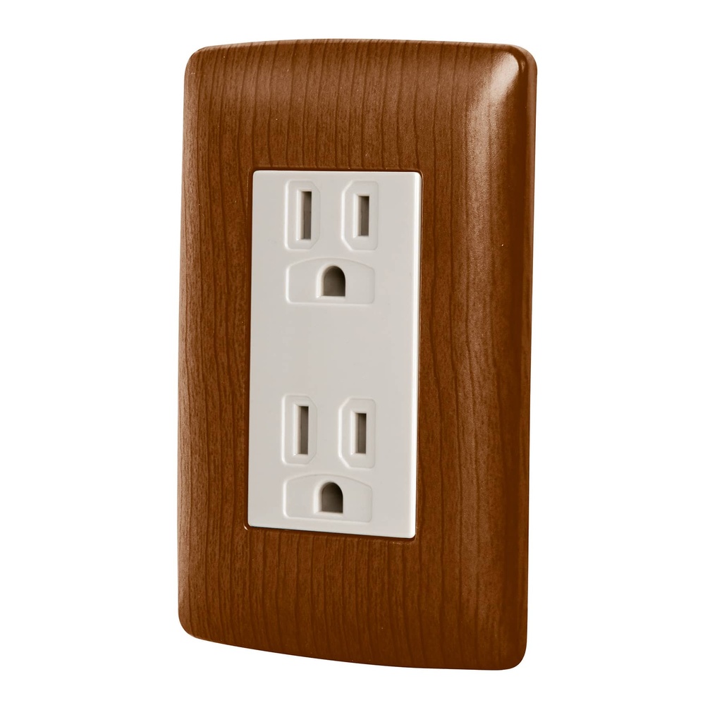 49809 / Contacto dúplex aterrizado, color madera, línea Italiana , Volteck