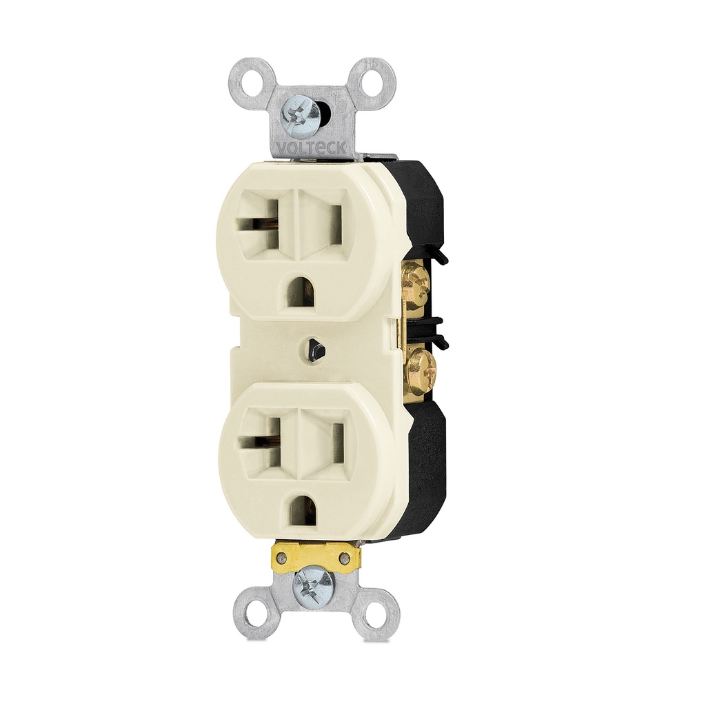 46100 / Contacto dúplex, 2 polos 3 hilos, 20 A, Standard, marfil, Volteck