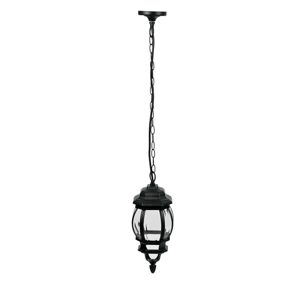 47297 / Arbotante tipo farol tradicional colgante p/exterior, negro, Volteck
