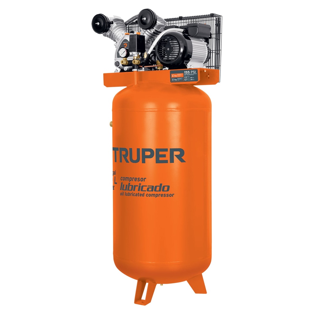 15657 / Compresor de aire, con banda, vertical 180L 4HP, 220V Truper
