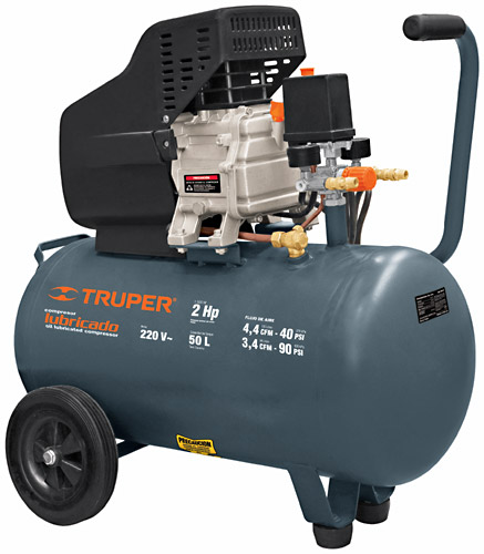 Compresor horizontal, 50 L, 3-1/2 Hp (potencia máxima ),220V, Truper