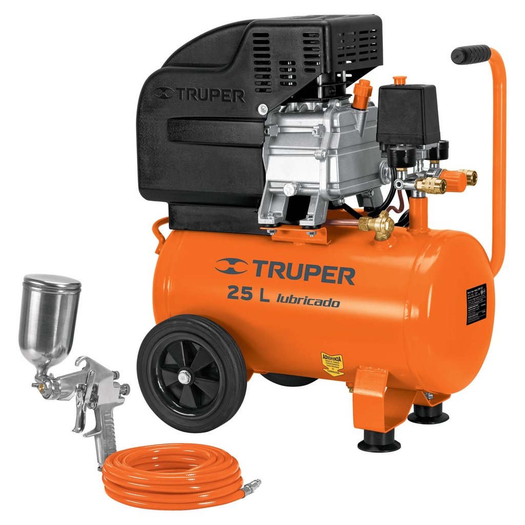 100300 / Kit Compresor de aire 25L 3HP, manguera y pistola, Truper