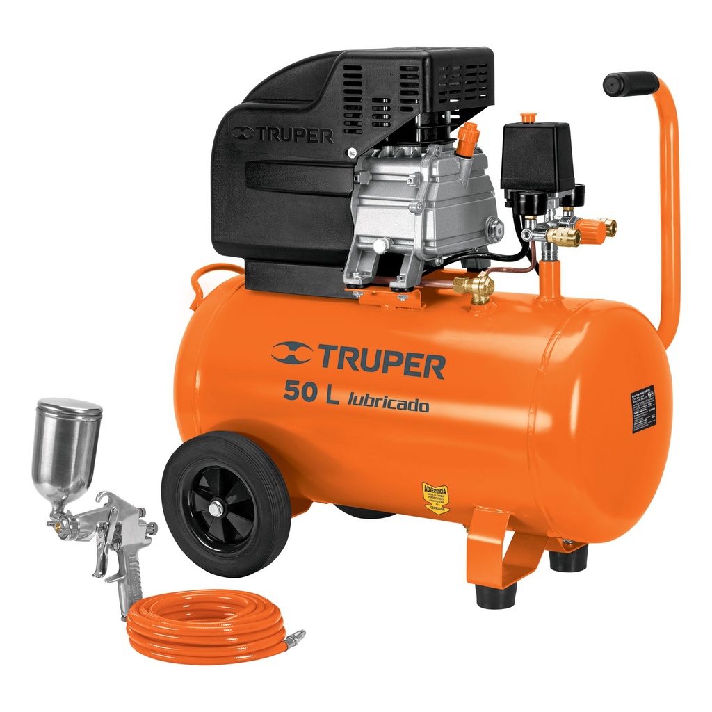 16095 / Kit Compresor de aire 50L 3½HP, manguera y pistola, Truper
