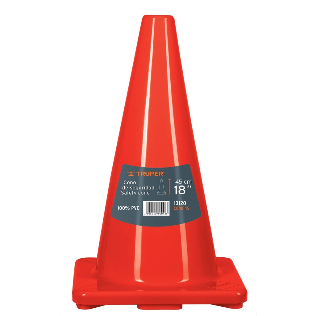 13120 / Cono de precaución de 45 cm de PVC, Truper