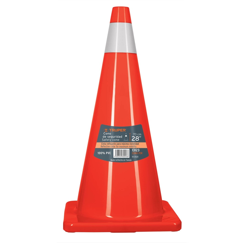 13123 / Cono de precaución de 70 cm de PVC con reflejante, Truper