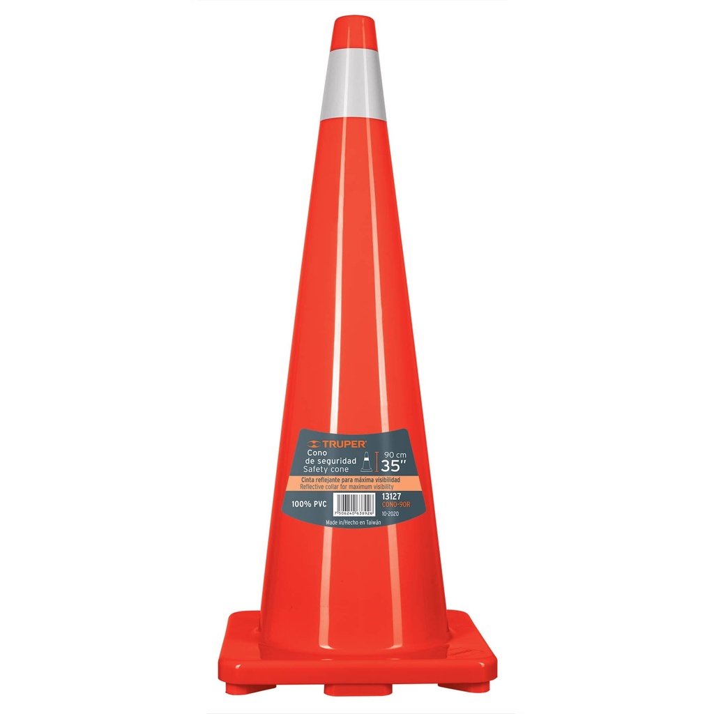 13127 / Cono de precaución de 90 cm de PVC con reflejante, Truper
