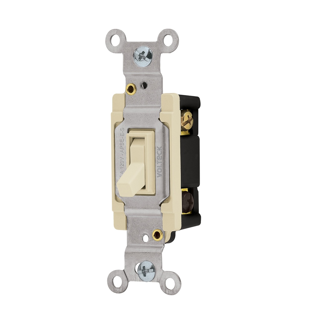 46003 / Interruptor vertical de palanca, 3 vías, Standard, marfil, Volteck