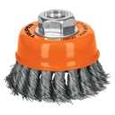14186 / Carda copa 3' alambre trenzado fino, eje 5/8'-11, Truper