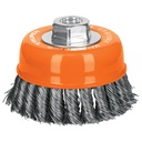 17532 / Carda copa 4' alambre trenzado grueso, eje M14, Truper