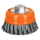 17531 / Carda copa 4' alambre trenzado grueso, eje 5/8'-11, Truper