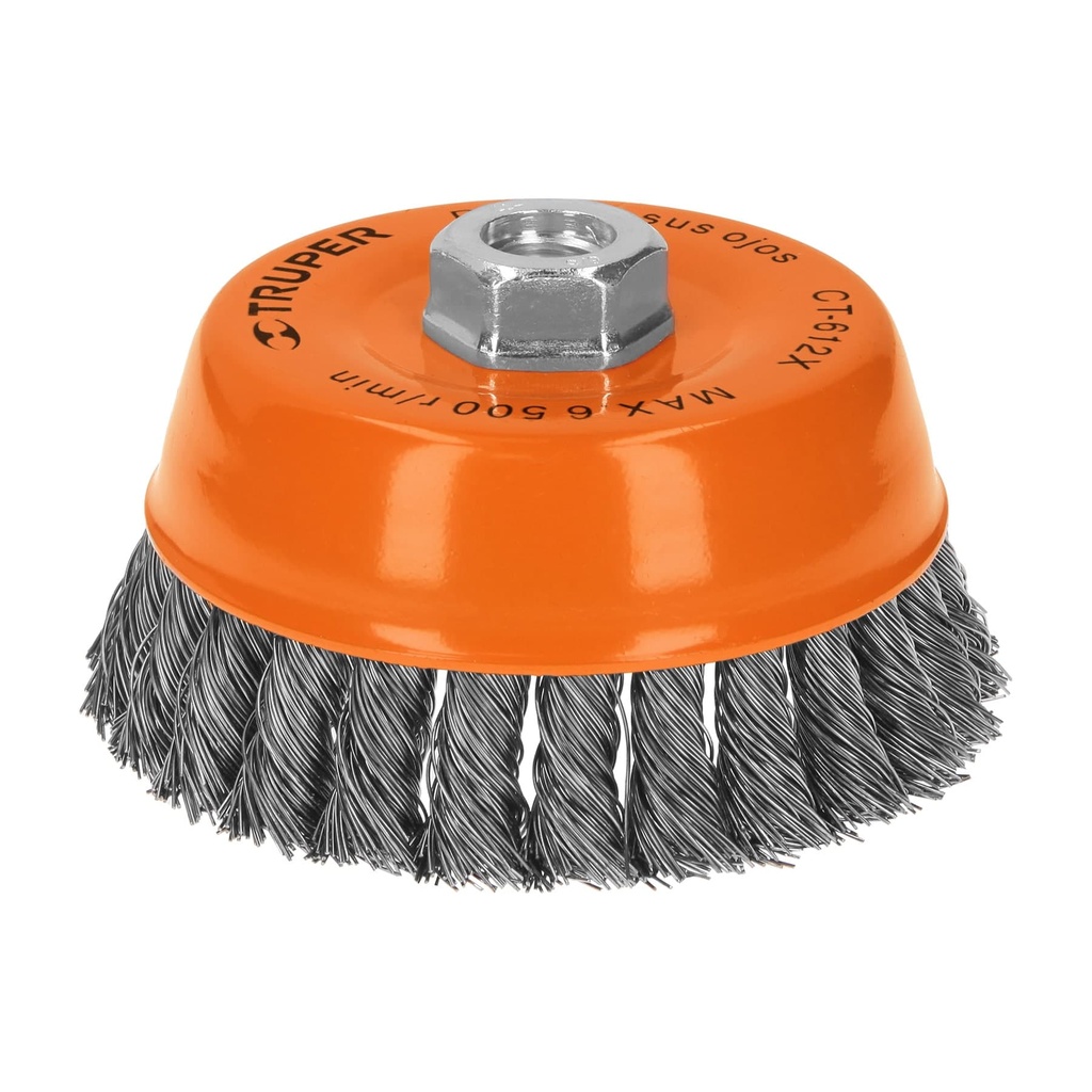 11542 / Carda copa 5' alambre trenzado grueso, eje 5/8'-11, Truper
