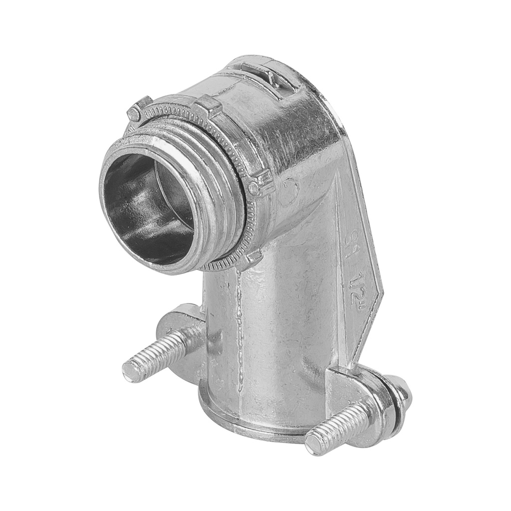 47343 / Conector curvo 1/2' para tubo flexible metálico, Volteck