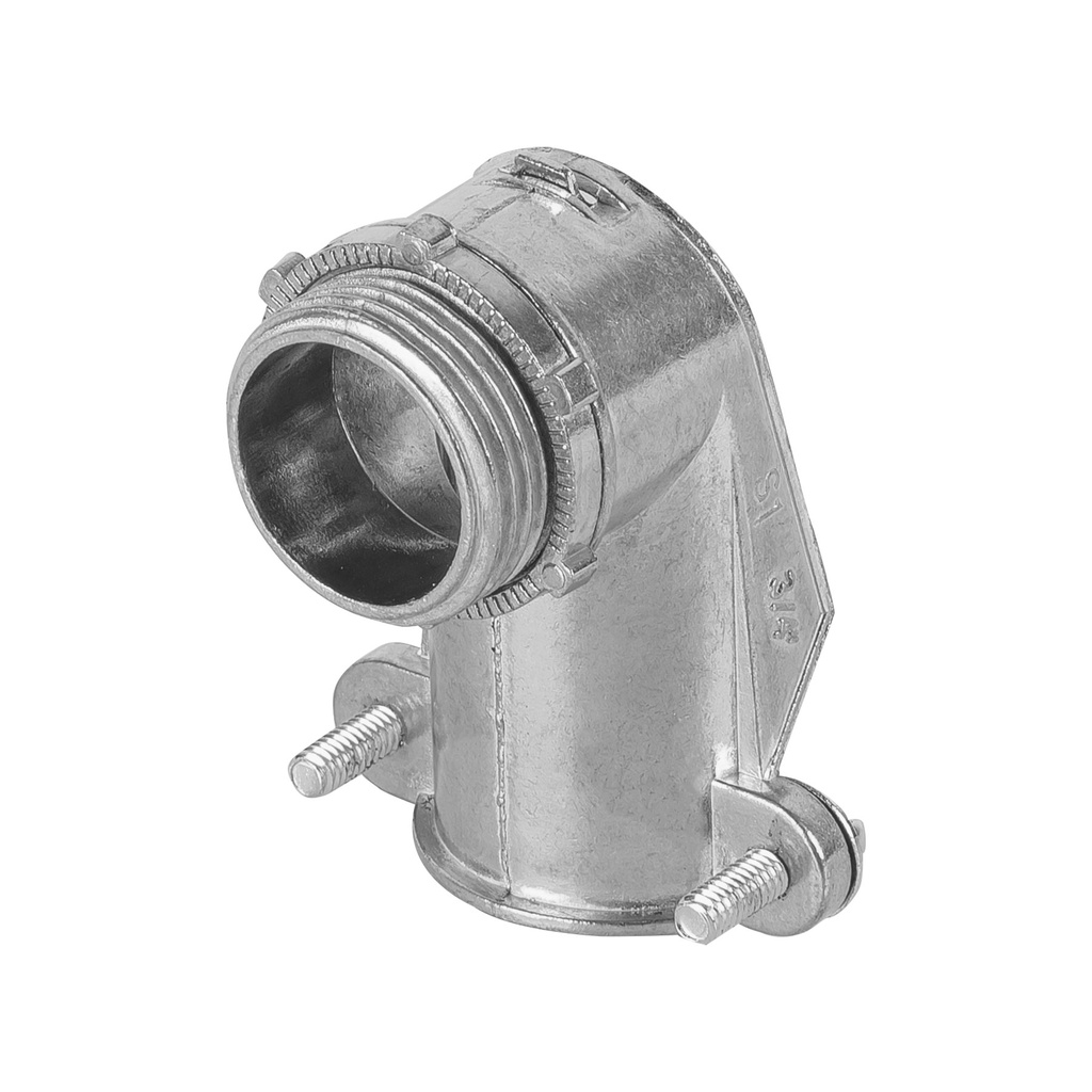 47344 / Conector curvo 3/4' para tubo flexible metálico, Volteck