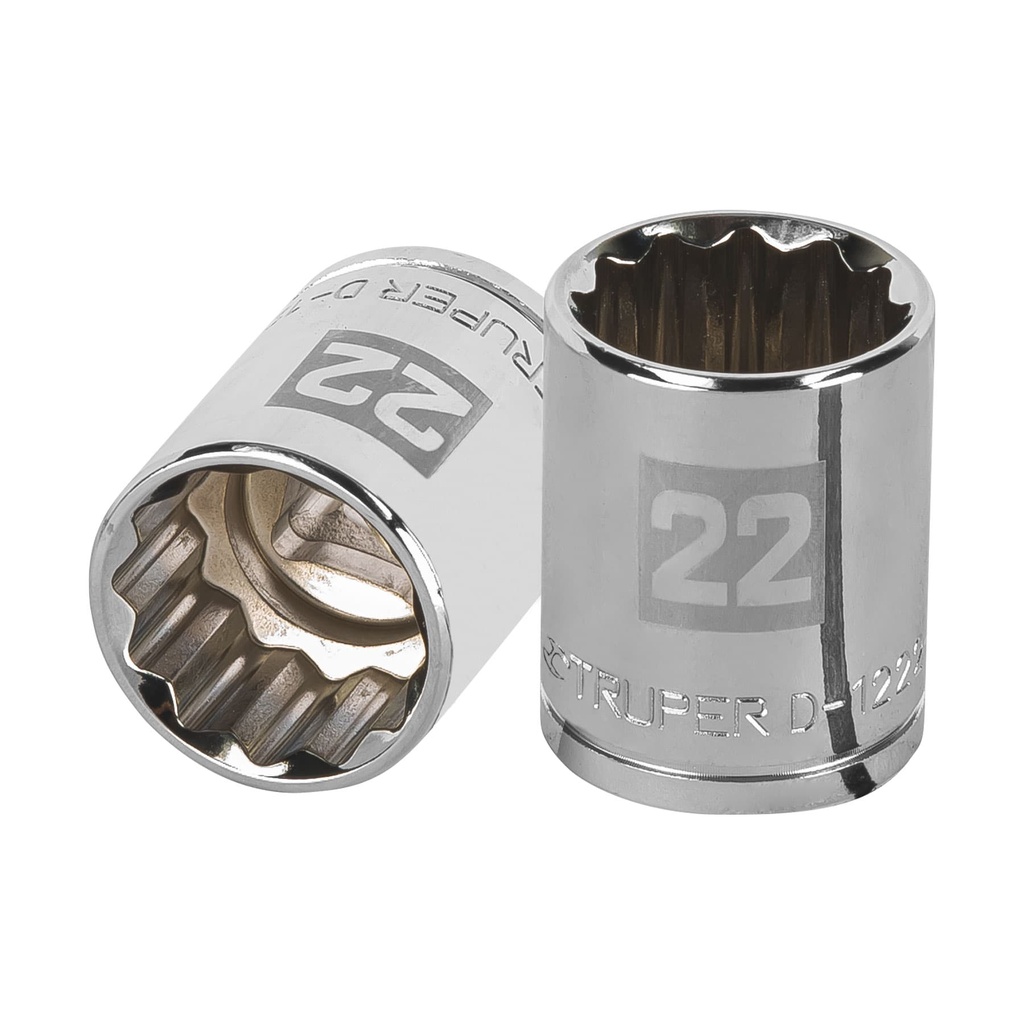 13536 / Dado de 22 mm, 12 puntas, cuadro 1/2', Truper