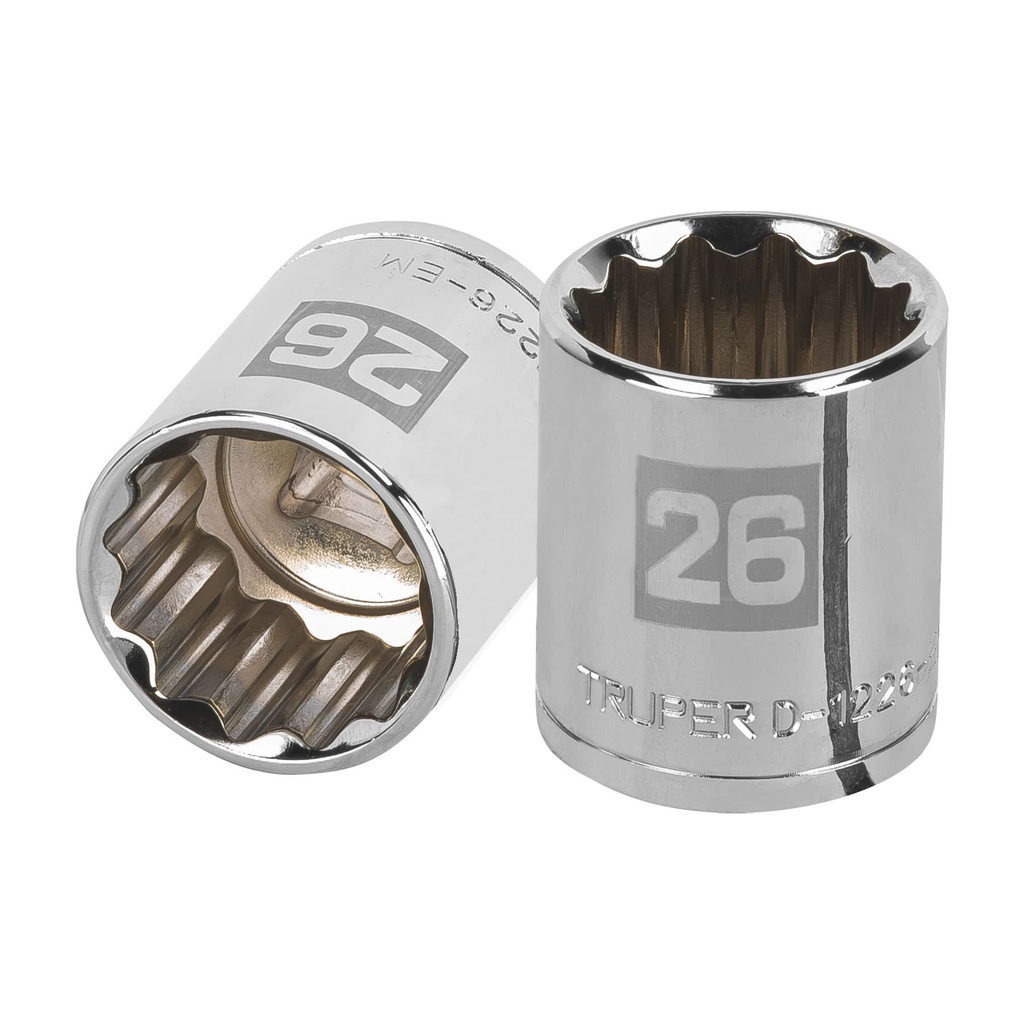 13540 / Dado de 26 mm, 12 puntas, cuadro 1/2', Truper