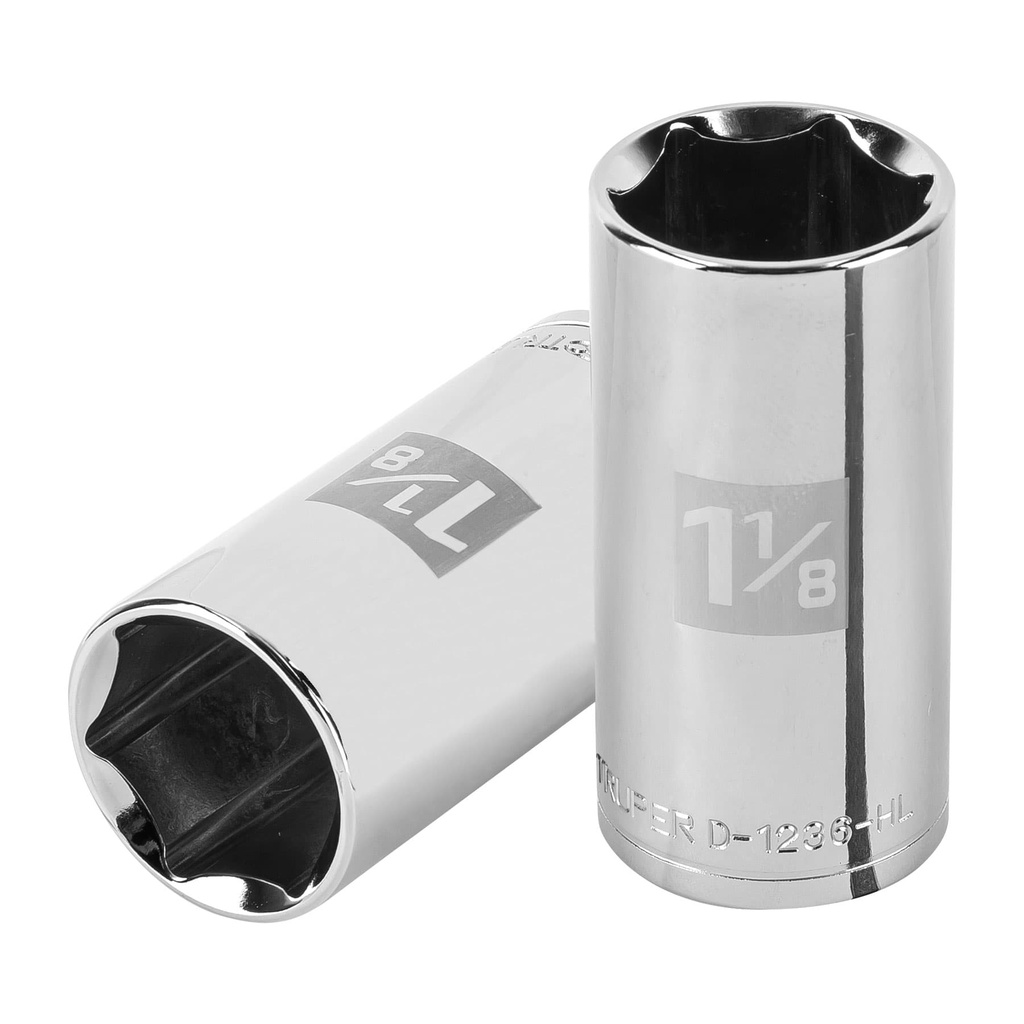 100998 / Dado largo de 1-1/8', 6 puntas, cuadro 1/2', Truper