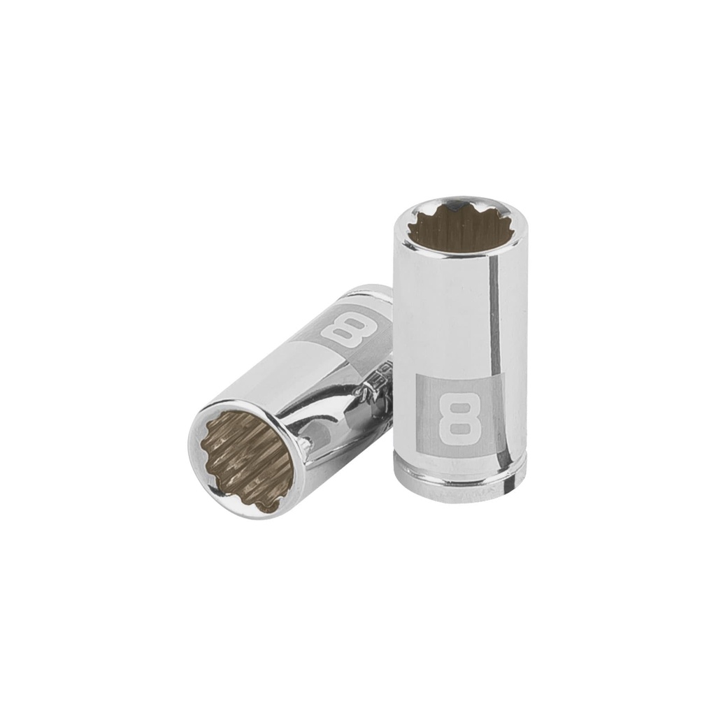 100980 / Dado de 8 mm, 12 puntas, cuadro 1/4', Truper