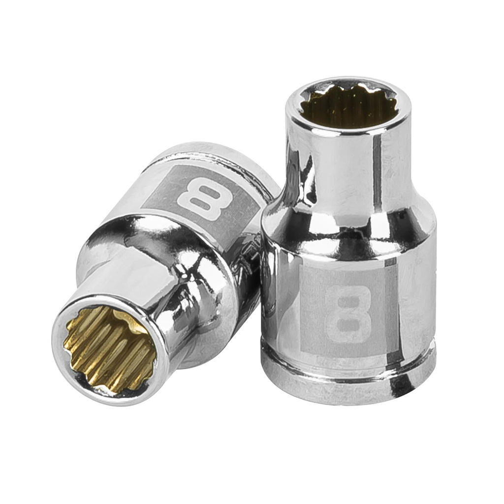 13628 / Dado de 8 mm, 12 puntas, cuadro 3/8', Truper