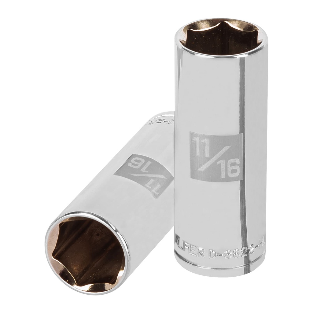 13717 / Dado largo de 11/16', 6 puntas, cuadro 3/8', Truper
