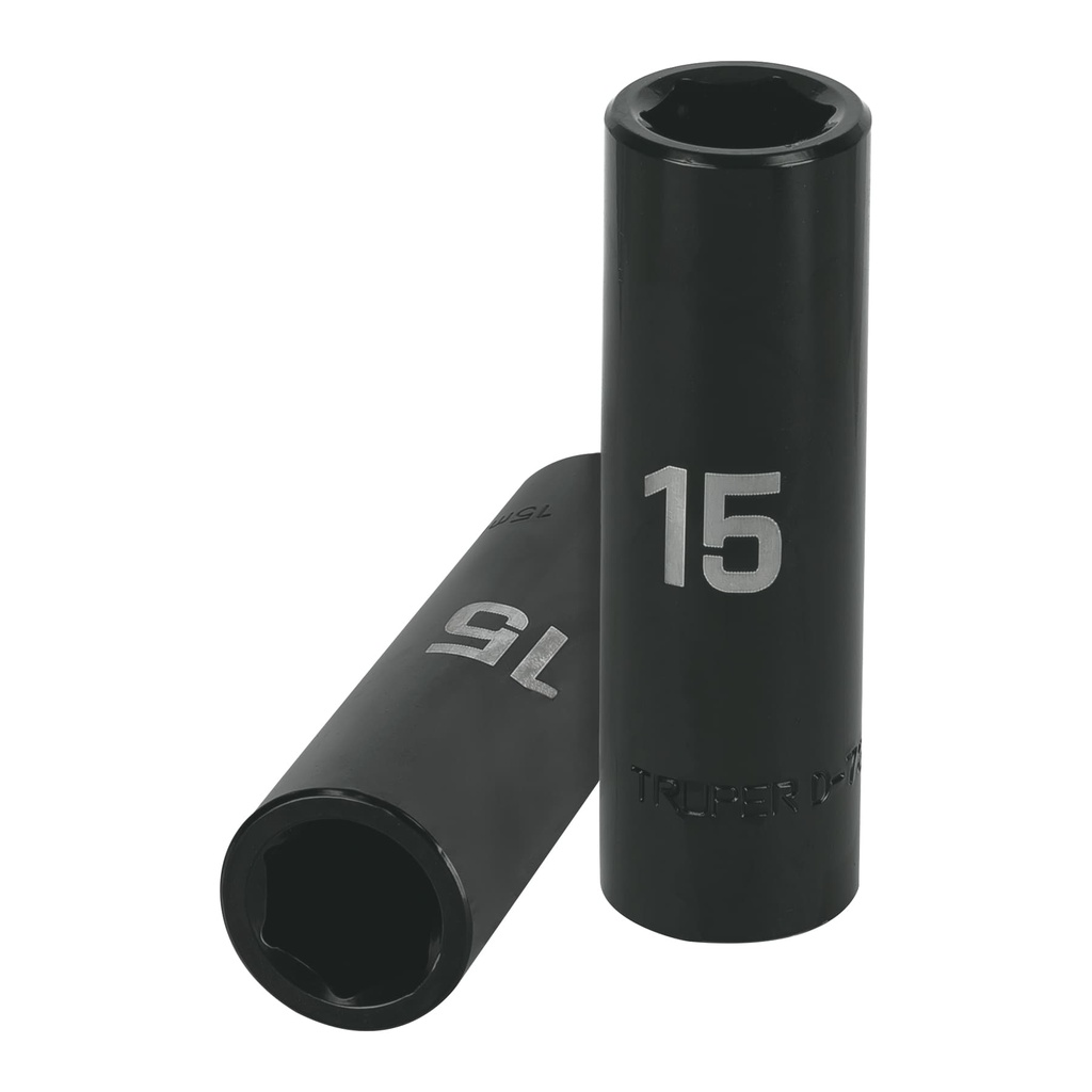 12427 / Dado largo cuadro 1/2' de impacto 6 puntas de 15 mm, Truper