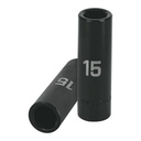 12427 / Dado largo cuadro 1/2' de impacto 6 puntas de 15 mm, Truper
