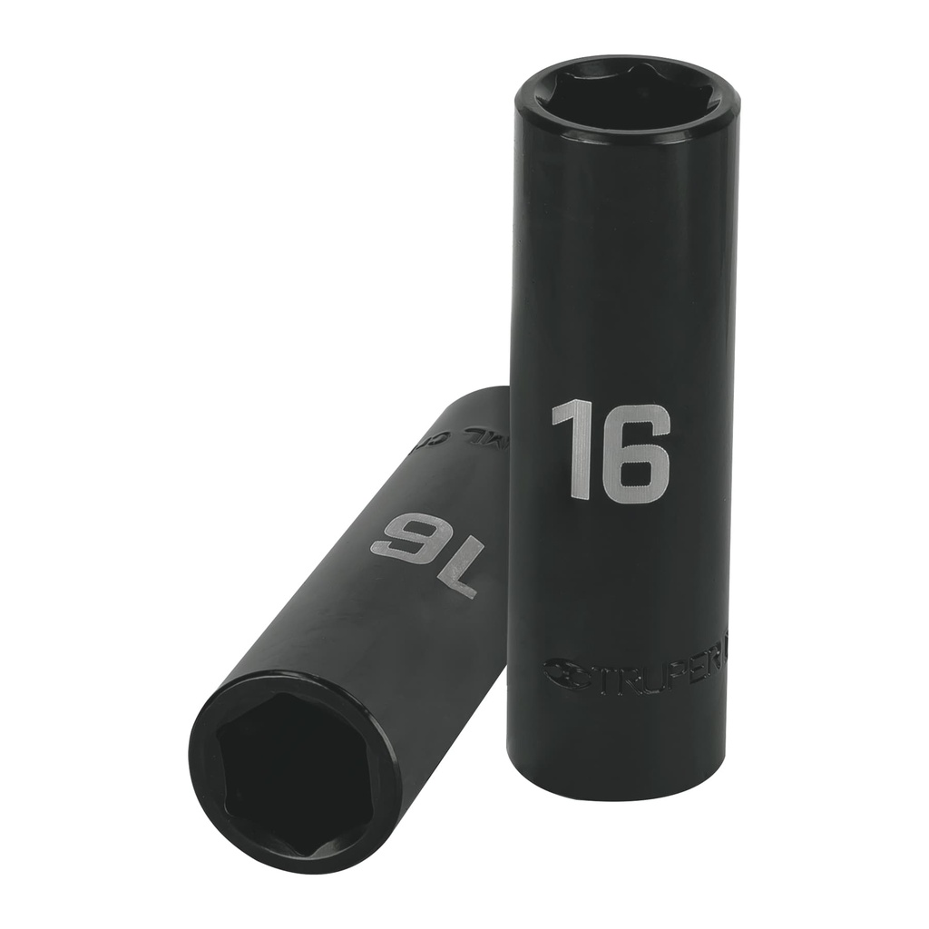 12428 / Dado largo cuadro 1/2' de impacto 6 puntas de 16 mm, Truper