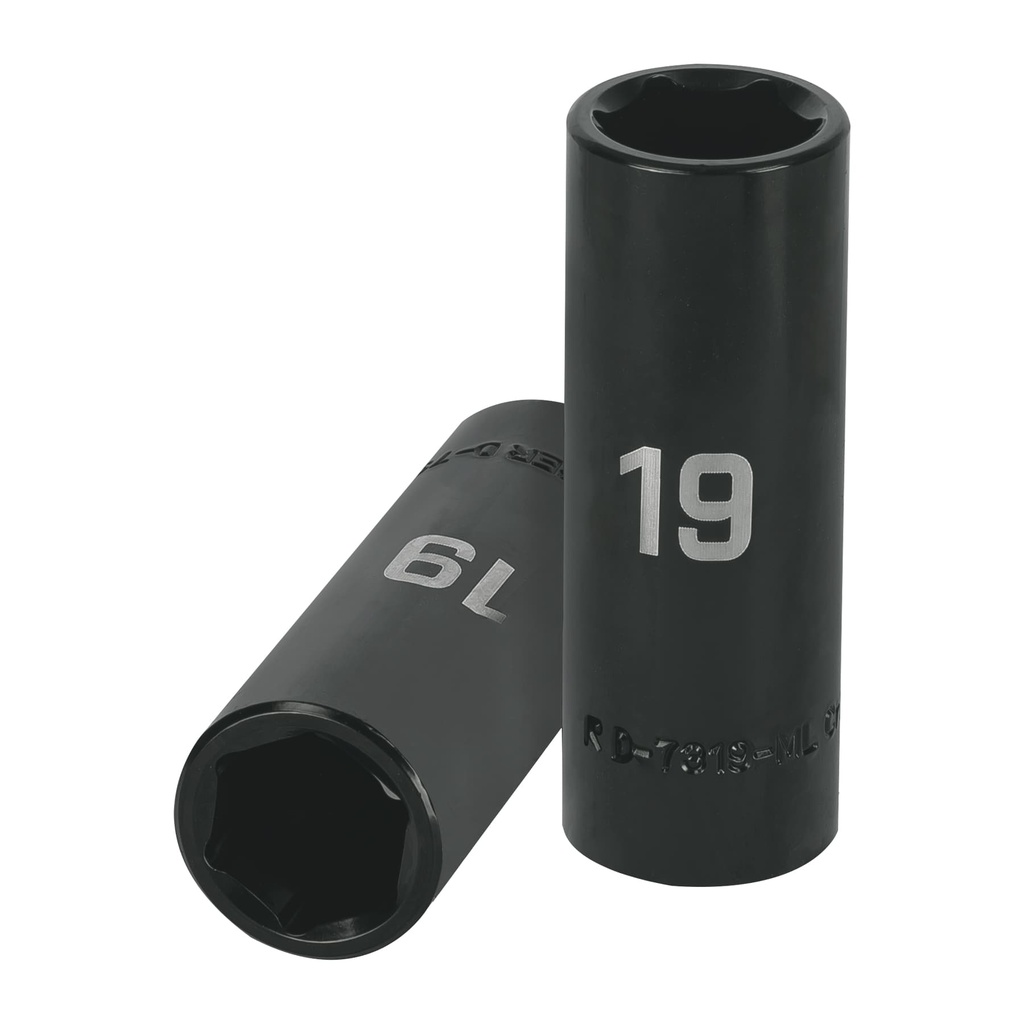 12431 / Dado largo cuadro 1/2' de impacto 6 puntas de 19 mm, Truper
