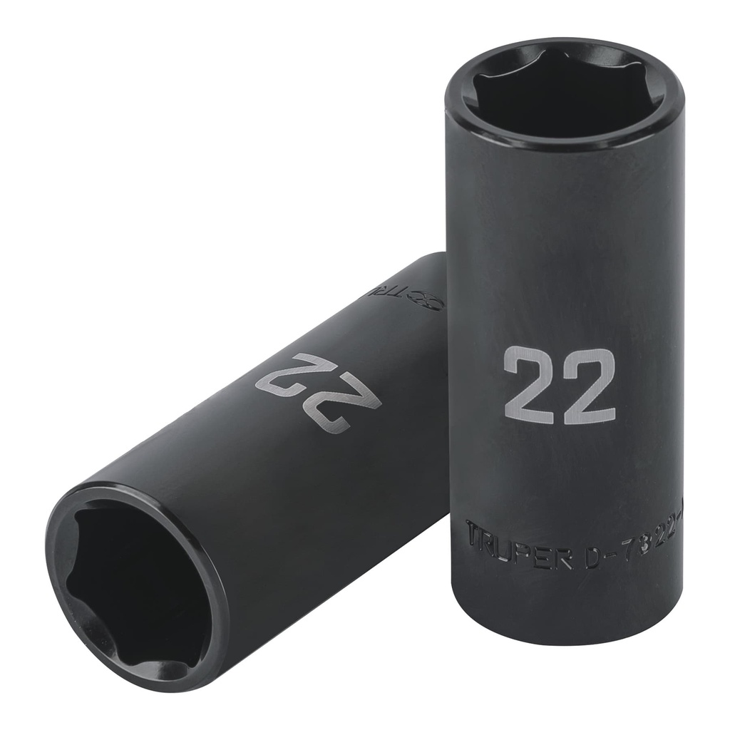 100921 / Dado largo impacto de 22 mm, 6 puntas, cuadro 1/2', Truper