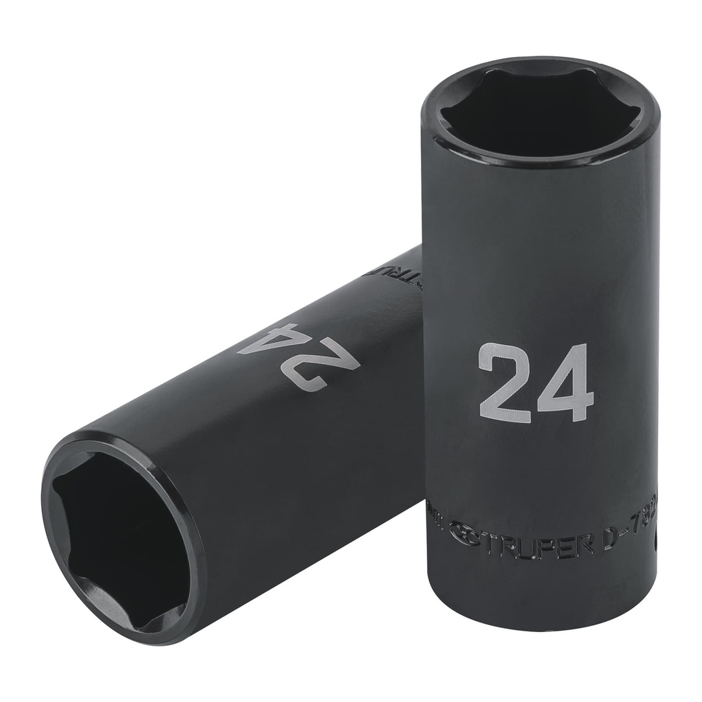 100923 / Dado largo impacto de 24 mm, 6 puntas, cuadro 1/2', Truper