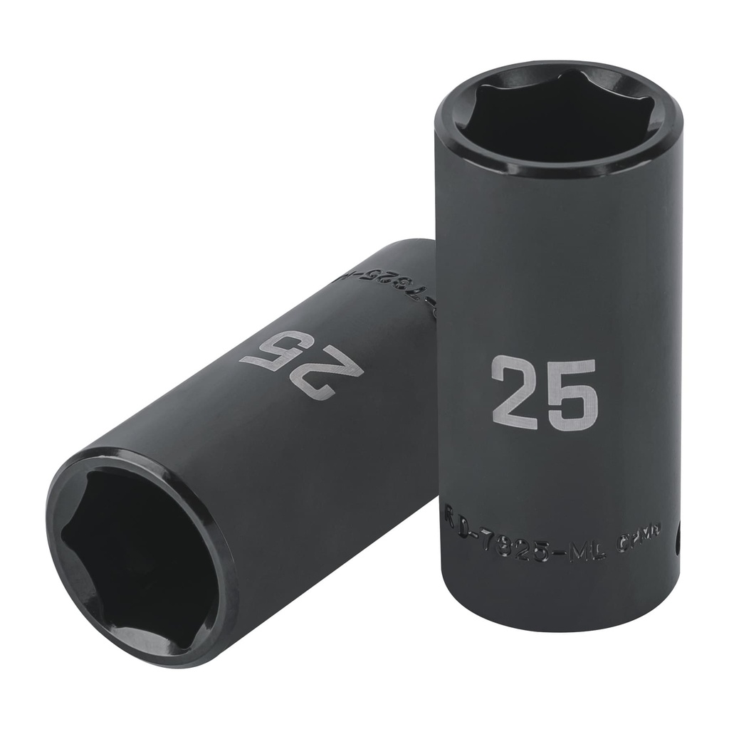 100924 / Dado largo impacto de 25 mm, 6 puntas, cuadro 1/2', Truper