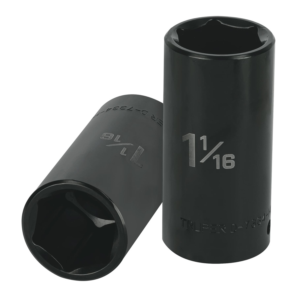 13400 / Dado largo impacto de 1-1/16', 6 puntas, cuadro 1/2',Truper