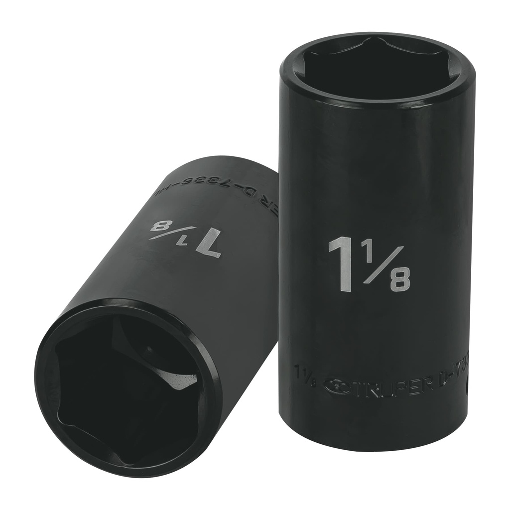 13401 / Dado largo impacto de 1-1/8', 6 puntas, cuadro 1/2', Truper