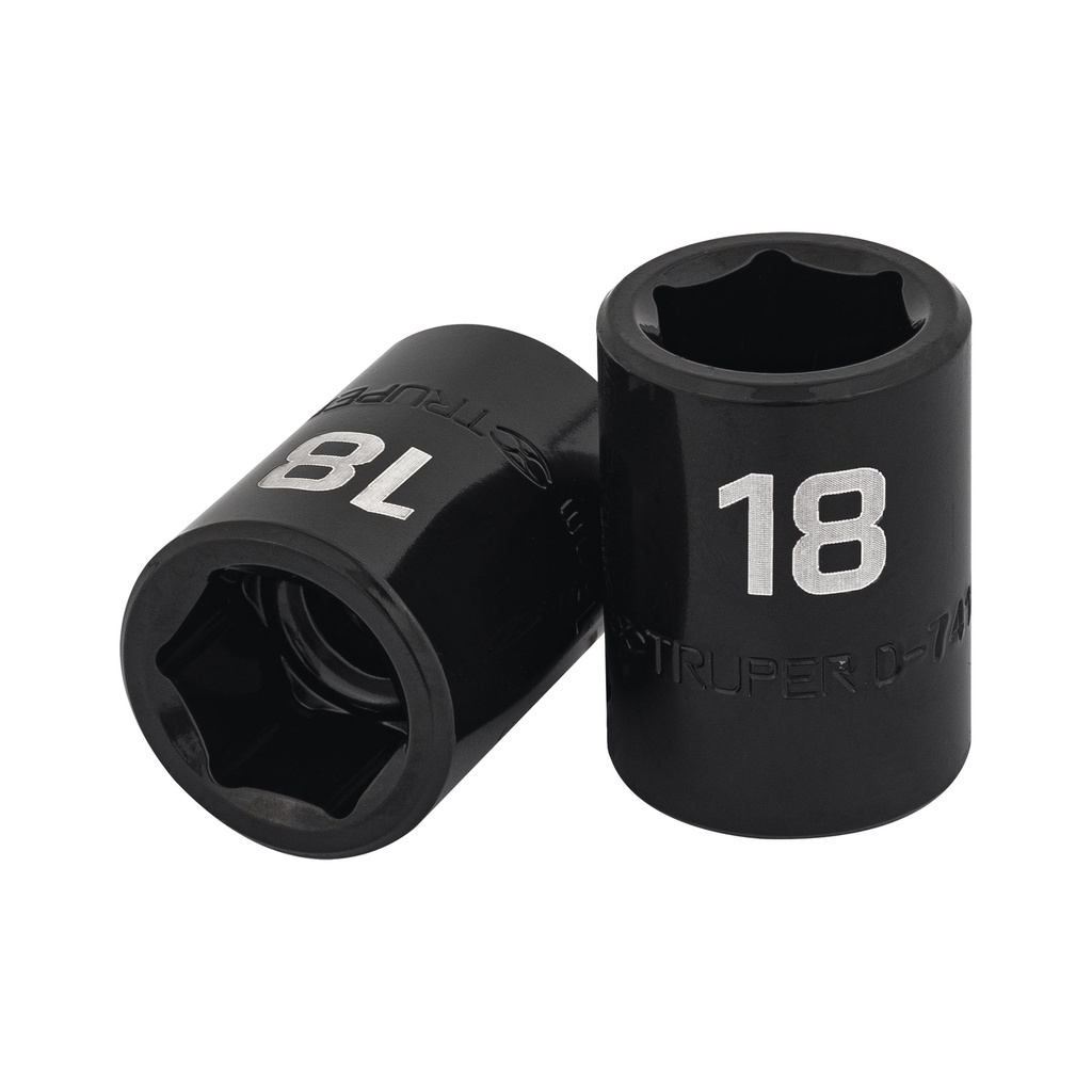 12418 / Dado cuadro 1/2' de impacto 6 puntas de 18 mm, Truper