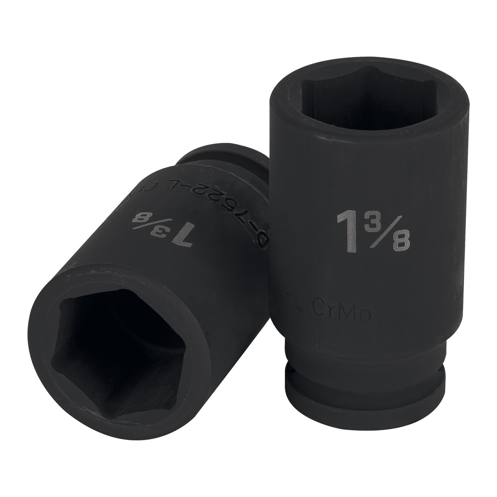 12440 / Dado largo de impacto de 1-3/8', 6 puntas, cuadro 3/4', Truper