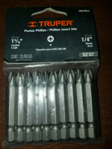 Puntas Phillips PH2, 2', 20 piezas, Truper