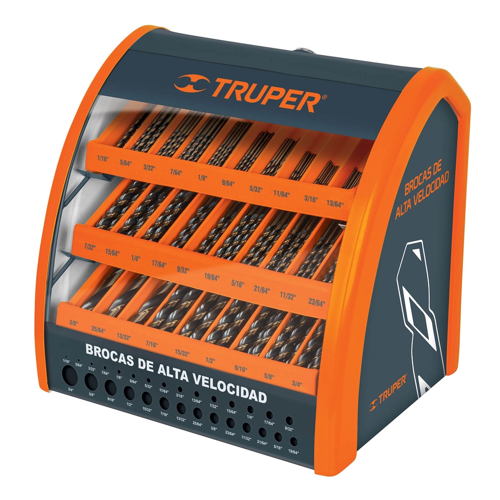 55956 / Despachador 29 compartimentos para brocas HSS con producto, Truper