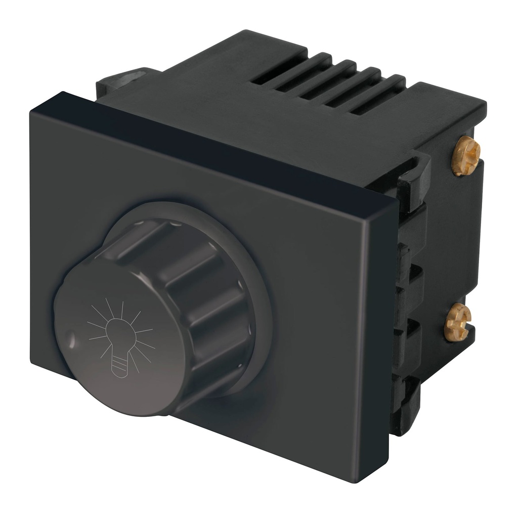 47994 / Dimmer giratorio, 1.5 módulos, línea Española, color negro, Volteck