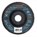 15697 / Disco 4-1/2' laminado respaldo plástico grano 40 centro 7/8', Truper