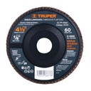 15701 / Disco 4-1/2' laminado respaldo plástico grano 60 centro 7/8', Truper