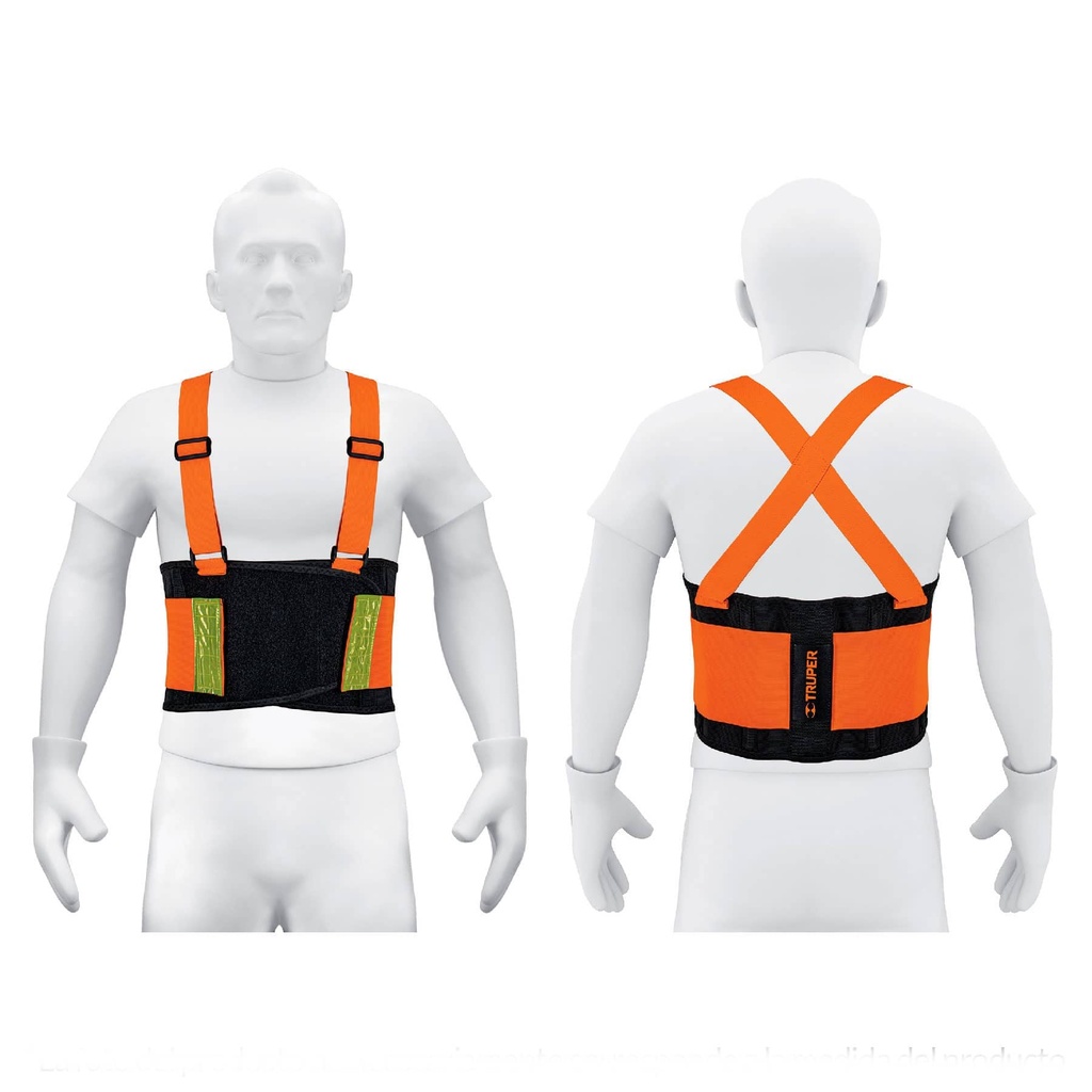 100358 / Faja lumbar naranja c/cintas de alta visibilidad, XG, Truper