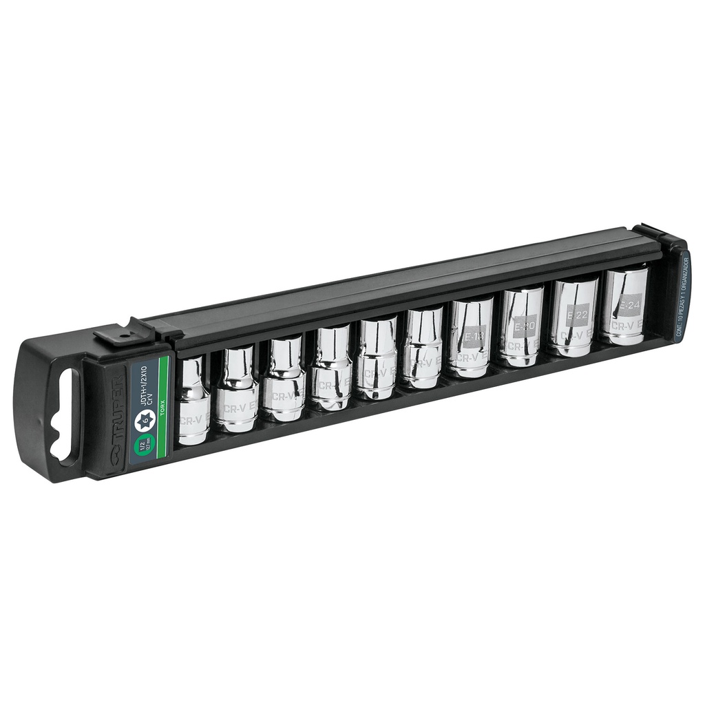 10026 / Juego de 10 dados cuadro 1/2' torx, Truper