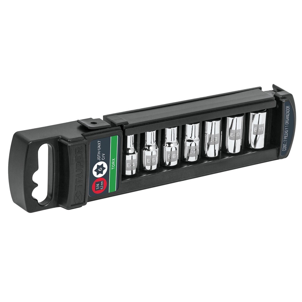 10027 / Juego de 7 dados torx cuadro 1/4', Truper