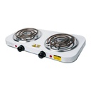23032 / Parrilla eléctrica 2 quemadores en espiral, blanca, Basic, Volteck