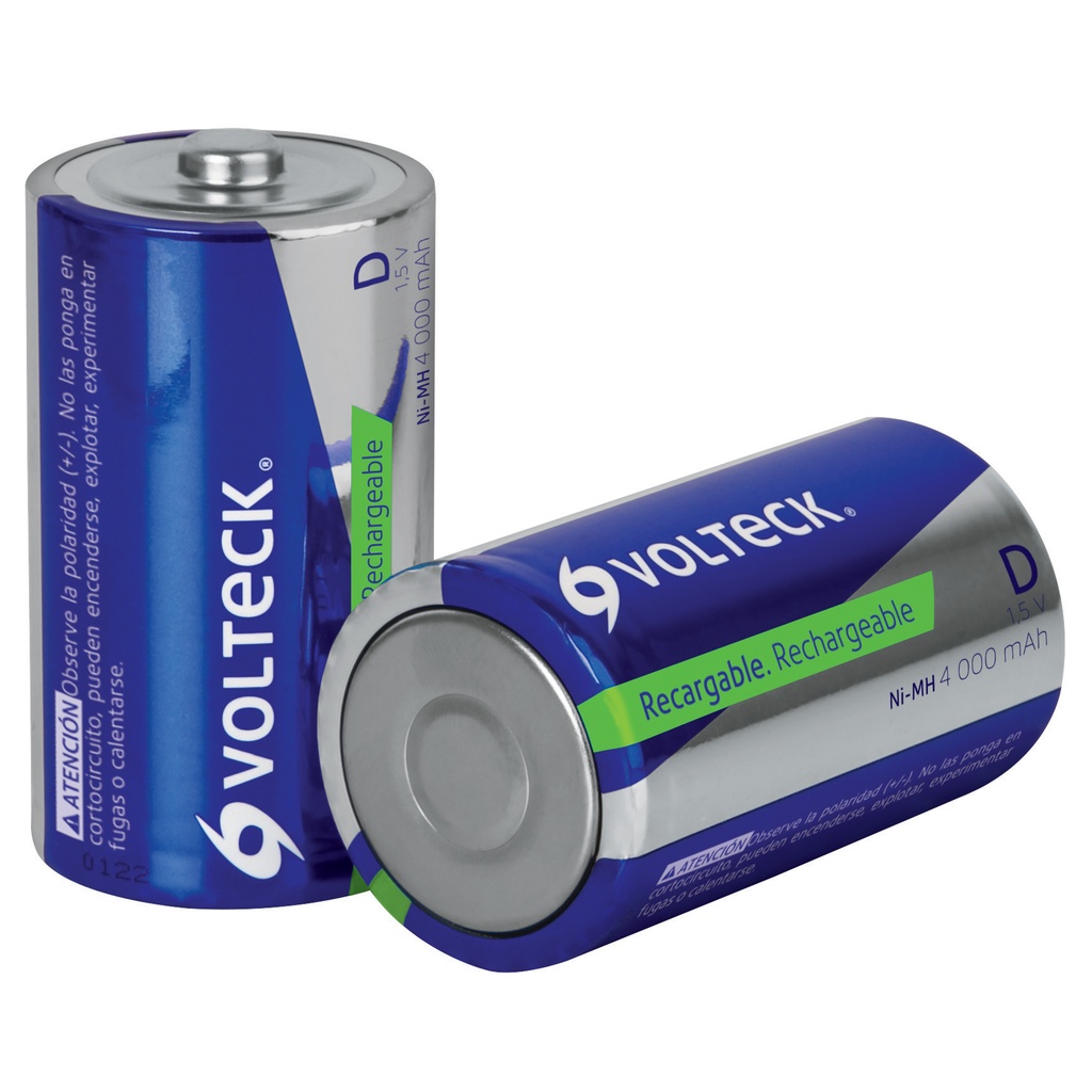 47206 / Blíster con 2 pilas D recargables larga duración, 4000 mAh, Volteck