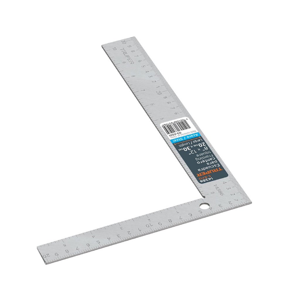 14386 / Escuadra 8'x12' de acero para cantero, Truper
