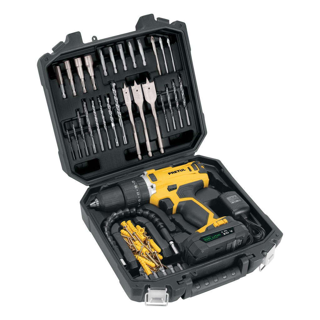 29000 / Kit rotomartillo/destornillador 1/2', 20V, 32 acc., PRETUL, Pretul