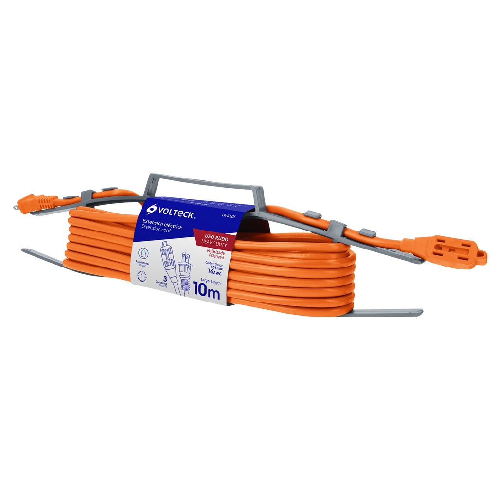 48046 / Extensión eléctrica de uso rudo 10 m 2x16 AWG, Volteck